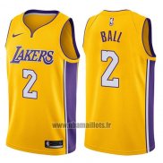 Maillot Los Angeles Lakers Lonzo Ball No 2 2017-18 Jaune