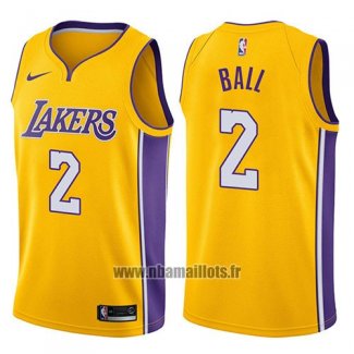 Maillot Los Angeles Lakers Lonzo Ball No 2 2017-18 Jaune