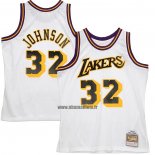 Maillot Los Angeles Lakers Magic Johnson NO 32 Mitchell & Ness1984-85 Blanc