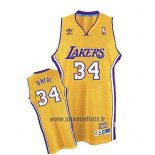 Maillot Los Angeles Lakers Shaquille O'neal No 34 Retro Jaune
