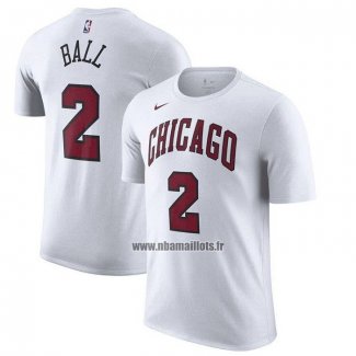 Maillot Manche Courte Chicago Bulls Lonzo Ball Ville 2022-23 Blanc