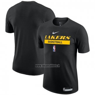 Maillot Manche Courte Los Angeles Lakers Practice Performance 2022-23 Noir