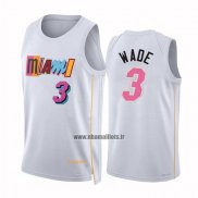 Maillot Miami Heat Dwyane Wade NO 3 Ville 2022-23 Blanc