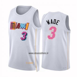 Maillot Miami Heat Dwyane Wade NO 3 Ville 2022-23 Blanc