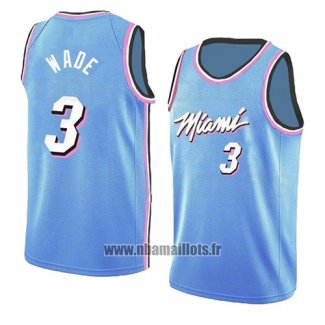 Maillot Miami Heat Dwyane Wade No 3 Earned 2018-19 Bleu