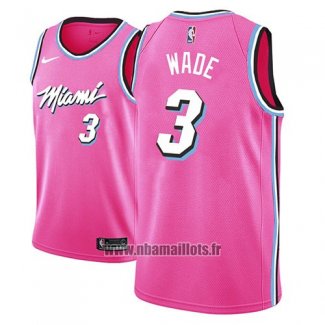 Maillot Miami Heat Dwyane Wade No 3 Earned 2018 Rosa