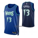 Maillot Minnesota Timberwolves Nathan Knight NO 13 Ville 2021-22 Bleu