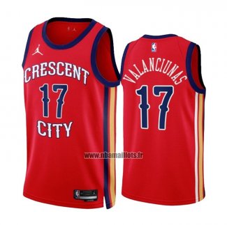 Maillot New Orleans Pelicans Jonas Valanciunas NO 17 Statement 2023-24 Rouge