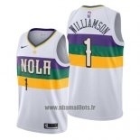 Maillot New Orleans Pelicans Zion Williamson No 1 Ville 2019-20 Blanc