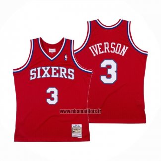 Maillot Philadelphia 76ers Allen Iverson NO 3 Mitchell & Ness 2002-03 Rouge