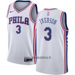 Maillot Philadelphia 76ers Allen Iverson No 3 Association 2017-18 Blanc