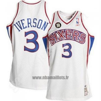 Maillot Philadelphia 76ers Allen Iverson No 3 Retro 10th Blanc