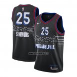 Maillot Philadelphia 76ers Ben Simmons No 25 Ville 2020-21 Noir
