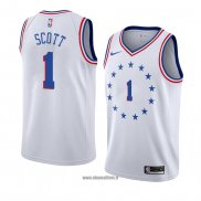 Maillot Philadelphia 76ers Mike Scott No 1 Earned 2018-19 Blanc