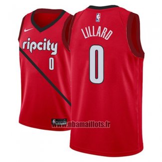 Maillot Portland Trail Blazers Damian Lillard No 0 Earned 2018-19 Rouge