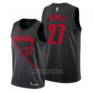 Maillot Portland Trail Blazers Jusuf Nurkic No 27 Ville 2019 Noir