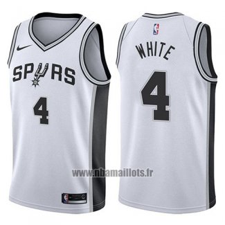 Maillot San Antonio Spurs Derrick White No 4 Swingman Association 2017-18 Blanc