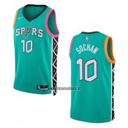 Maillot San Antonio Spurs Jeremy Sochan NO 10 Ville 2022-23 Vert