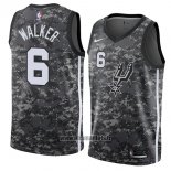 Maillot San Antonio Spurs Lonnie Walker No 6 Ville 2018 Gris