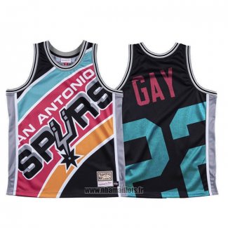 Maillot San Antonio Spurs Rudy Gay NO 22 Mitchell & Ness Big Face Noir