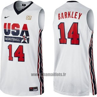 Maillot USA 1992 Charles Barkley No 14 Blanc