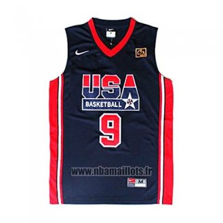 Maillot USA 1992 Michael Jordan No 9 Noir