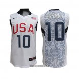 Maillot USA 2008 Kobe Bryant No 10 Blanc