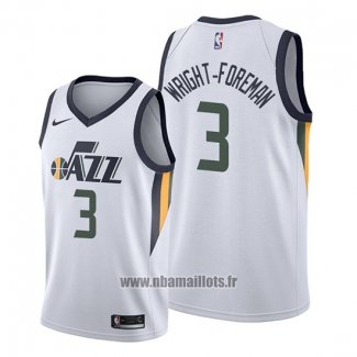 Maillot Utah Jazz Justin Wright Foreman No 3 Association 2019-20 Blanc