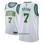 Maillot Boston Celtics Jaylen Brown No 7 Ville 2018-19 Blanc