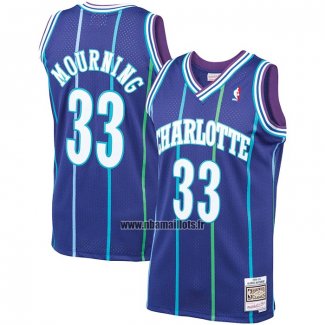 Maillot Charlotte Hornets Alonzo Mourning NO 33 Mitchell & Ness Volet