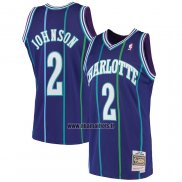 Maillot Charlotte Hornets Larry Johnson NO 2 Mitchell & Ness 1994-95 Volet