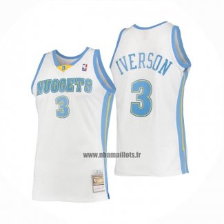 Maillot Denver Nuggets Allen Iverson NO 3 Mitchell & Ness 2006-07 Blanc