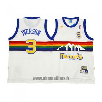 Maillot Denver Nuggets Allen Iverson No 3 Retro Blanc