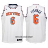 Maillot Enfant New York Knicks Kristaps Porzingis No 6 2017-18 Blanc