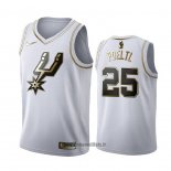 Maillot Golden Edition San Antonio Spurs Jakob Poeltl No 25 Blanc