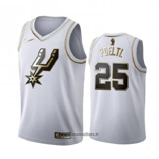 Maillot Golden Edition San Antonio Spurs Jakob Poeltl No 25 Blanc