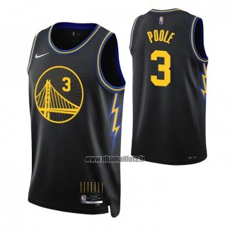 Maillot Golden State Warriors Jordan Poole NO 3 Ville 2021-22 Noir