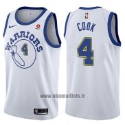 Maillot Golden State Warriors Quinn Cook No 4 Classic 2017-18 Blanc2