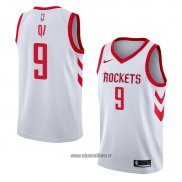 Maillot Houston Rockets Zhou Qi No 9 Association 2018 Blanc