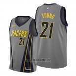 Maillot Indiana Pacers Thaddeus Young No 21 Ville Edition Gris