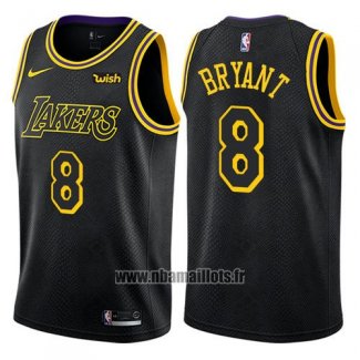 Maillot Los Angeles Lakers Kobe Bryant No 8 Ville 2017-18 Noir