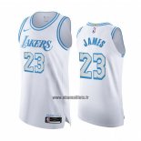 Maillot Los Angeles Lakers LeBron James NO 23 Ville Authentique 2020-21 Blanc