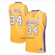 Maillot Los Angeles Lakers Shaquille O'neal No 34 Mitchell & Ness 1999-00 Jaune