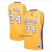 Maillot Los Angeles Lakers Shaquille O'neal No 34 Mitchell & Ness 1999-00 Jaune