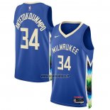 Maillot Milwaukee Bucks Giannis Antetokounmpo NO 34 Ville 2022-23 Bleu