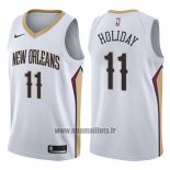 Maillot New Orleans Pelicans Jrue Holiday No 11 Association 2017-18 Blanc