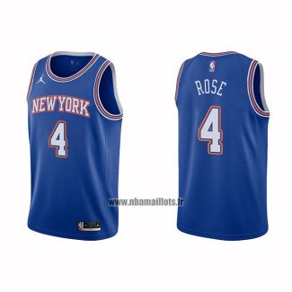 Maillot New York Knicks Derrick Rose NO 4 Statement 2020-21 Bleu