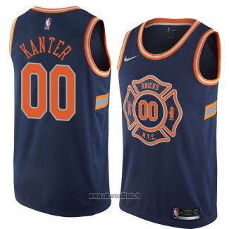 Maillot New York Knicks Enes Kanter No 00 Ville 2018 Bleu