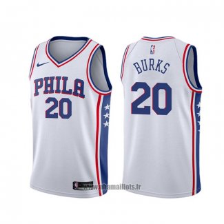 Maillot Philadelphia 76ers Alec Burks NO 42 Association Blanc