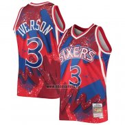 Maillot Philadelphia 76ers Allen Iverson NO 3 Mitchel & Ness 1997-98 Rouge